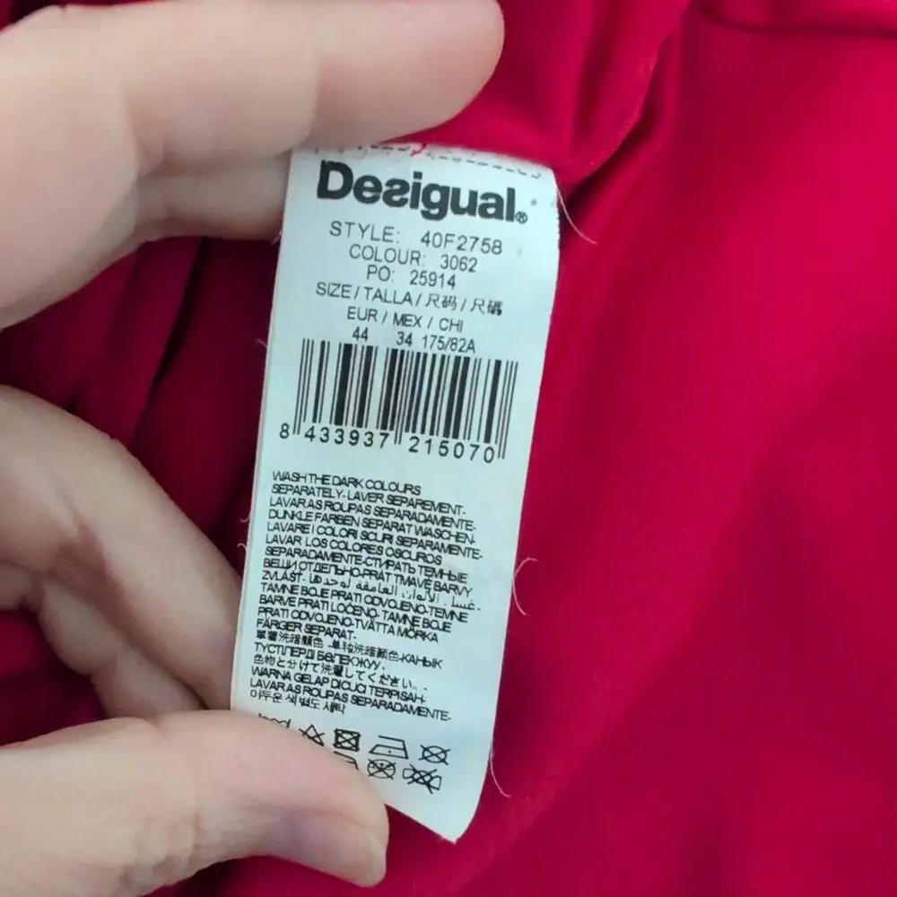 Desigual Skirt Womens 44 /‎ US XL Pink Floral Midi Sheer Slits Beachy Vacation